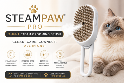 SteamPaw™ Pro – 3-in-1 Pet Grooming Brush